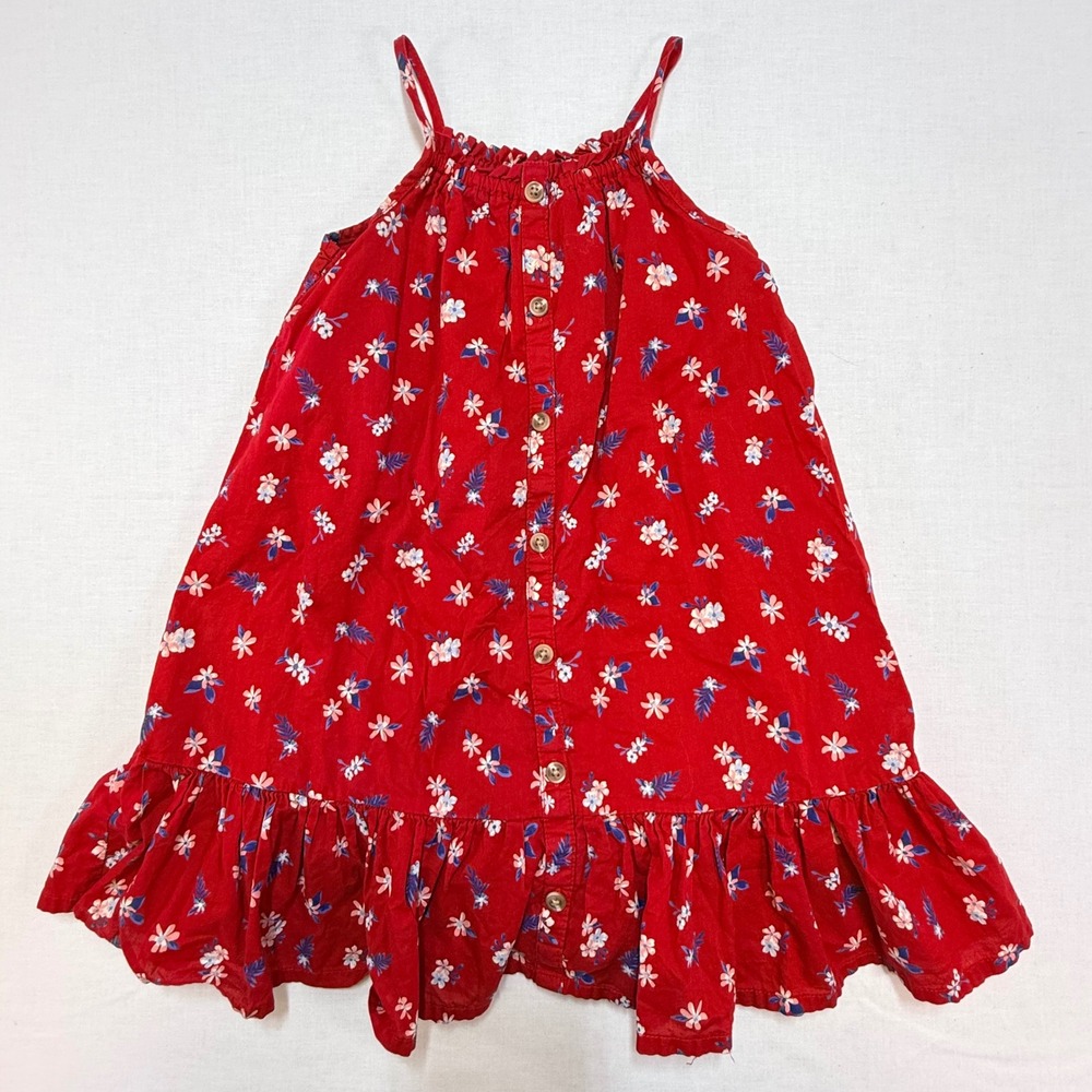 Old‎ Navy Girls Red Floral Button Front Ruffle Hem Sundress Size 4T